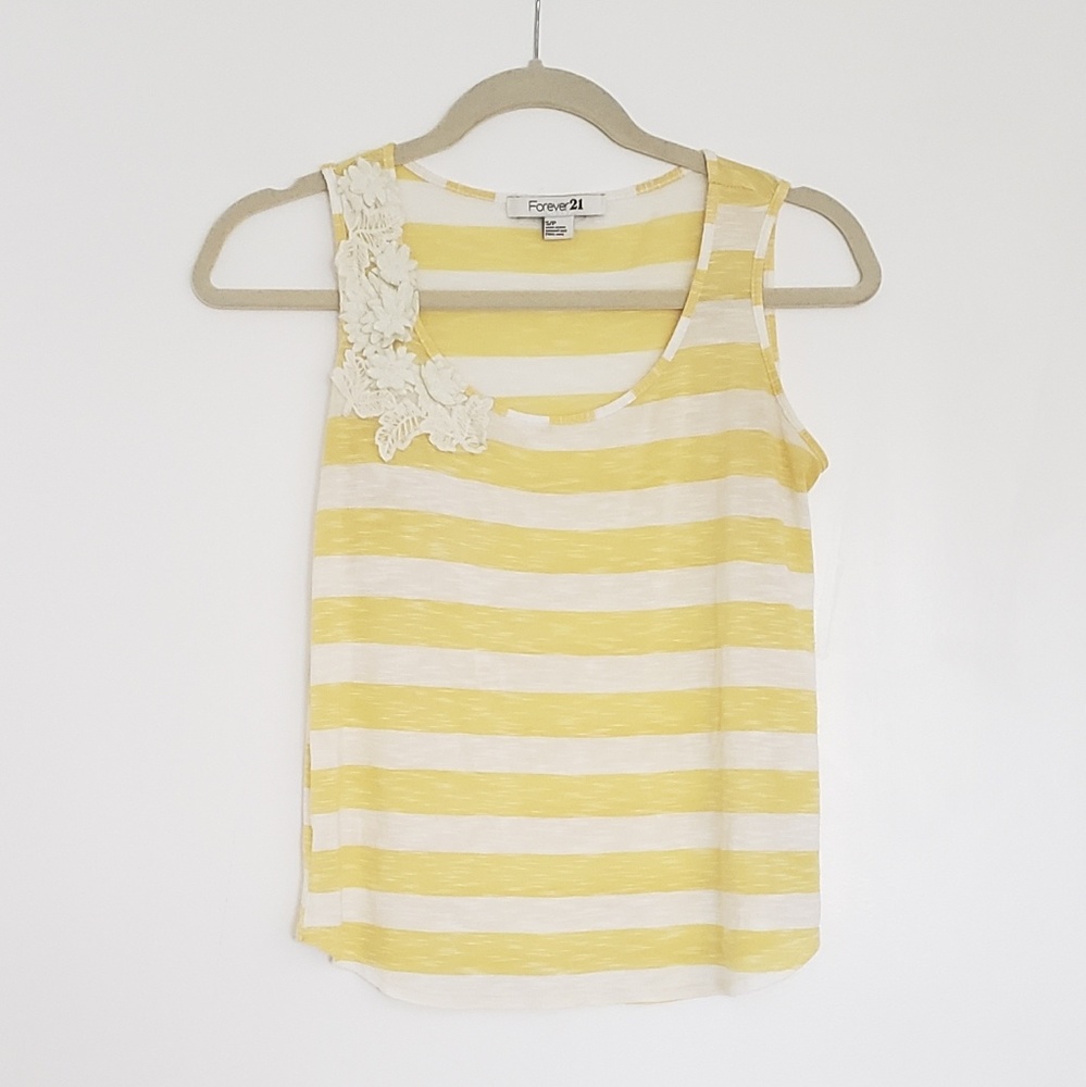 Forever 21 Yellow and White Tank